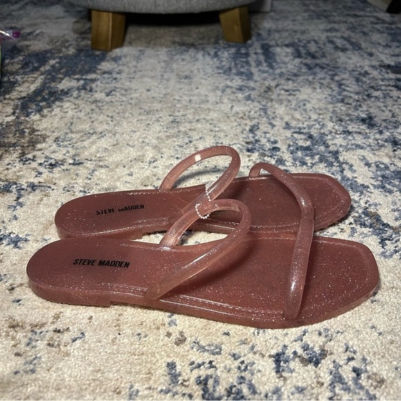 Steve Madden Vamp Pike Pink Glitter Jelly Sandals Size 7 - Picture 3 of 8